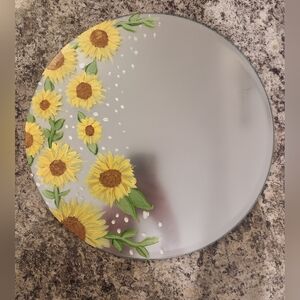 Handpainted Sunflower Table Top Mirror